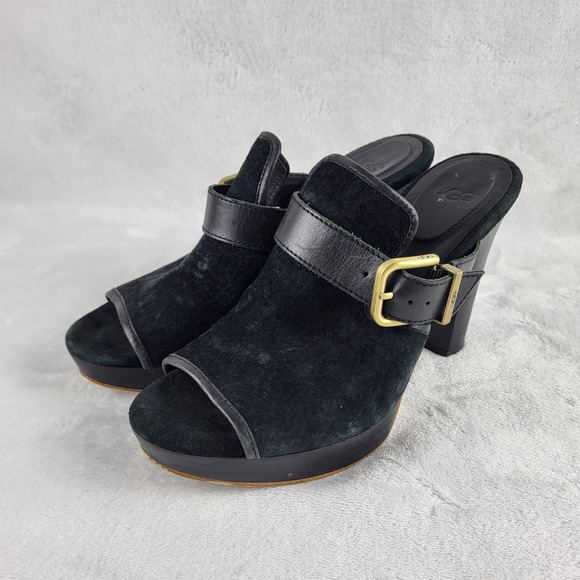 UGG Shoes - UGG Suede Leather Platform Mule Heels | 7.5
